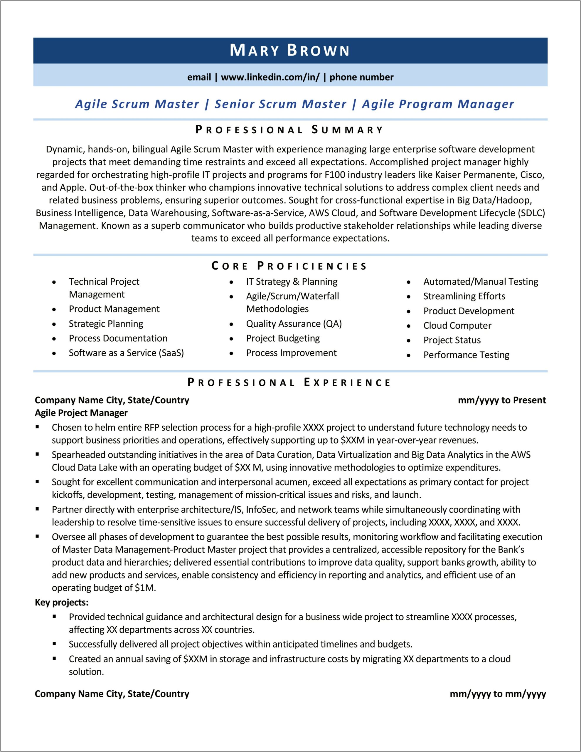 Translate Scrum Master Resume Into Manager