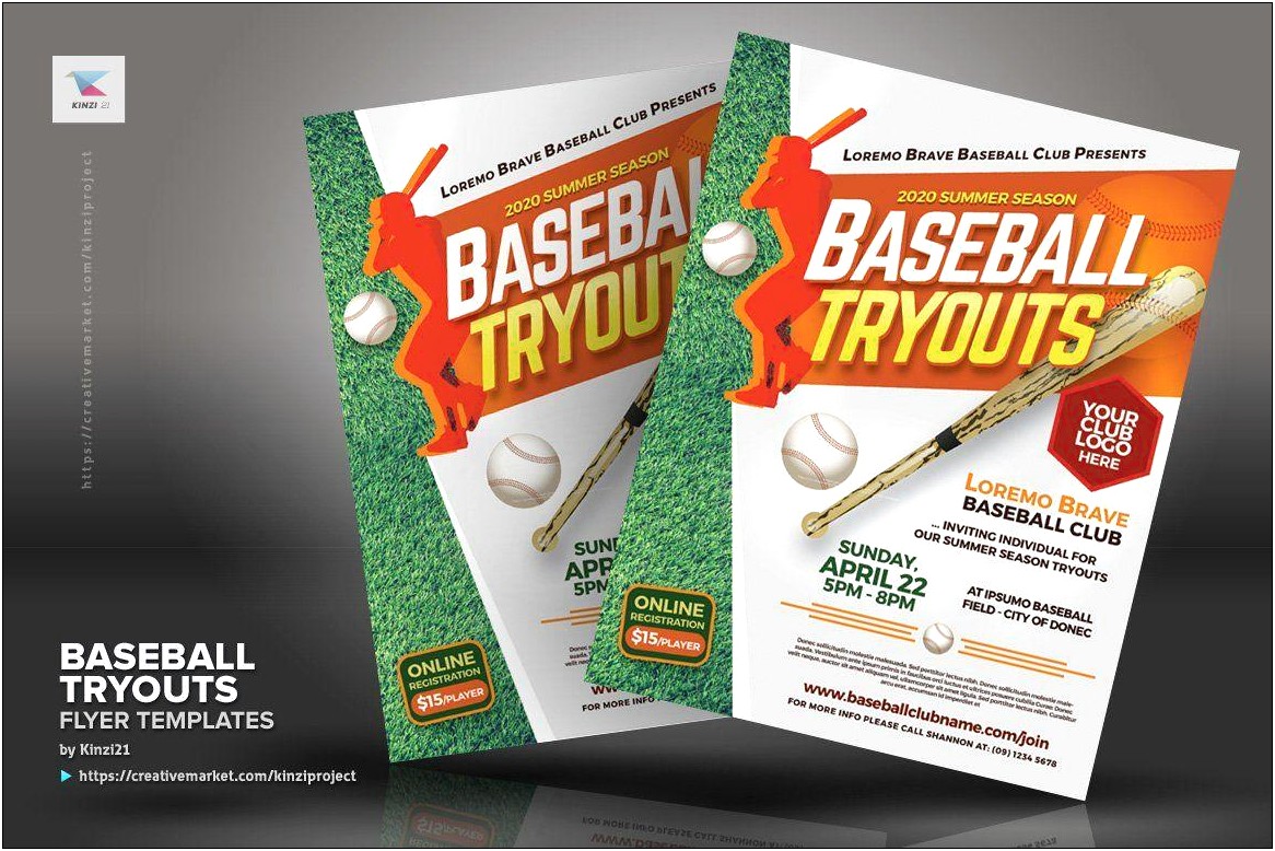 Travel Baseball Team Tryout Flyer Template Free