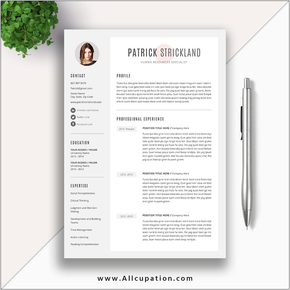Two Page Resume Templates Cover Letter