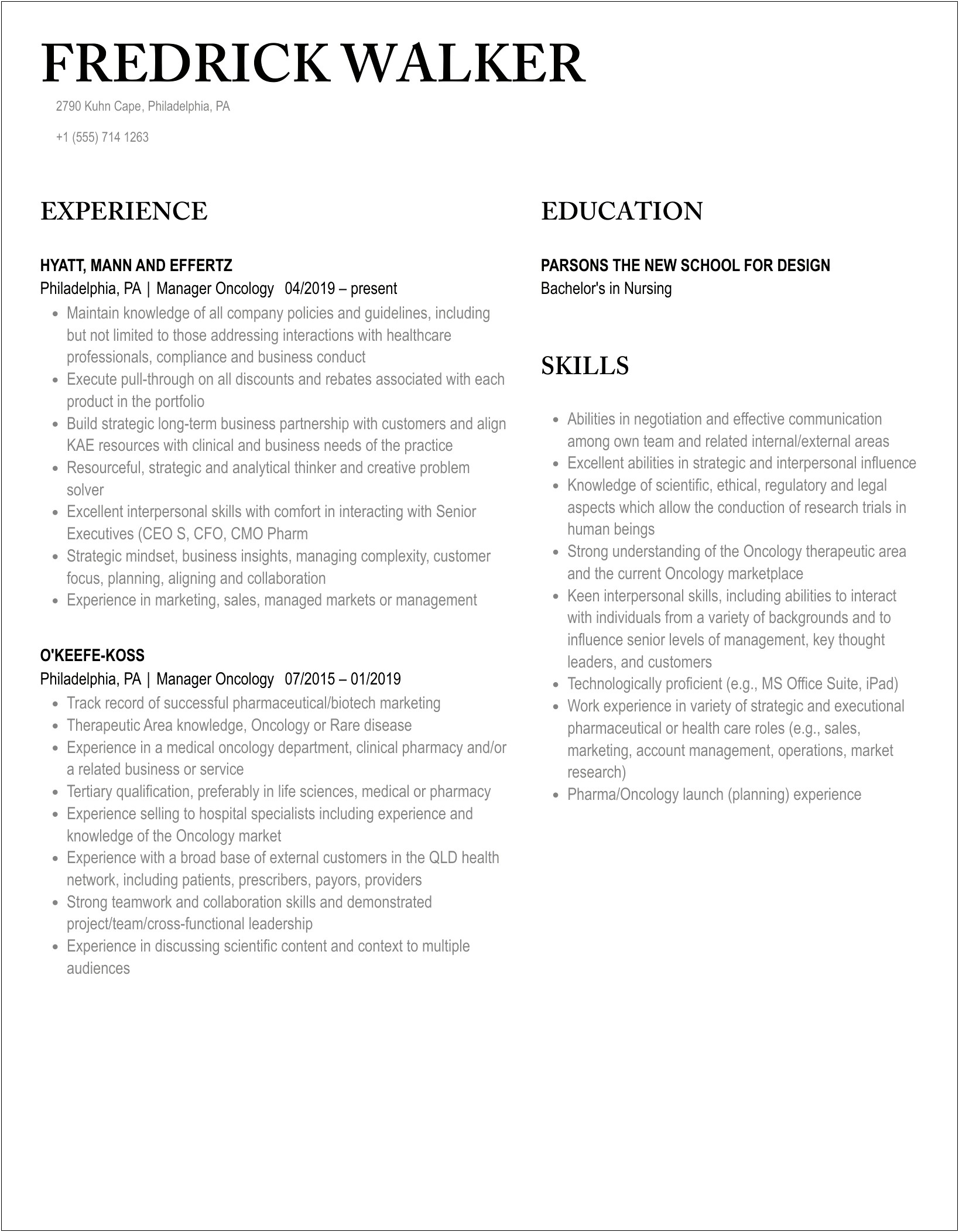 Tx Oncology Beaumont Lisa Manager Resume