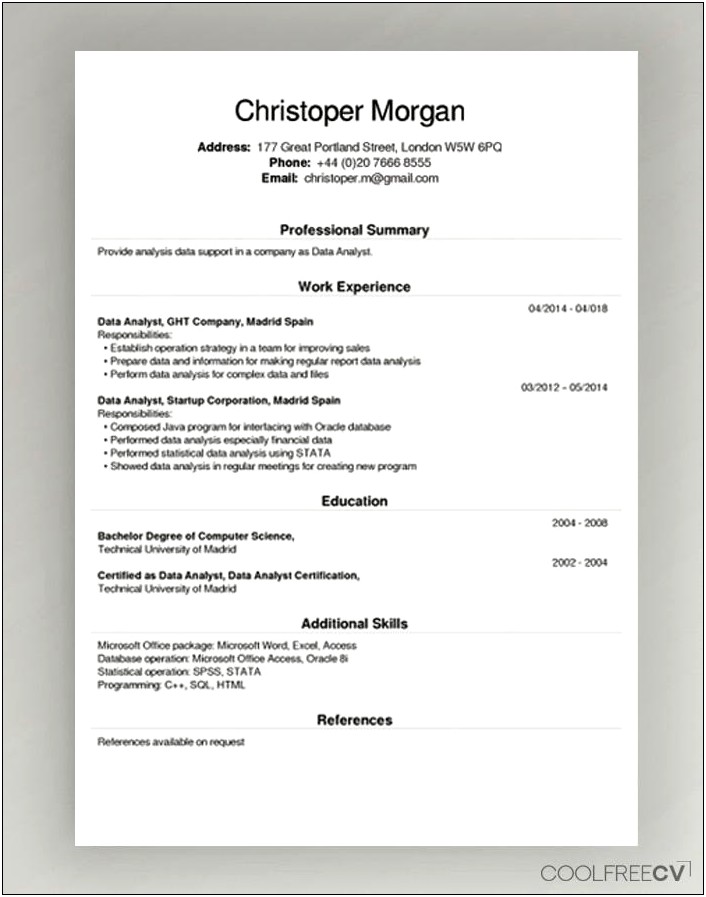 Type Up Resume For Absolutely Free