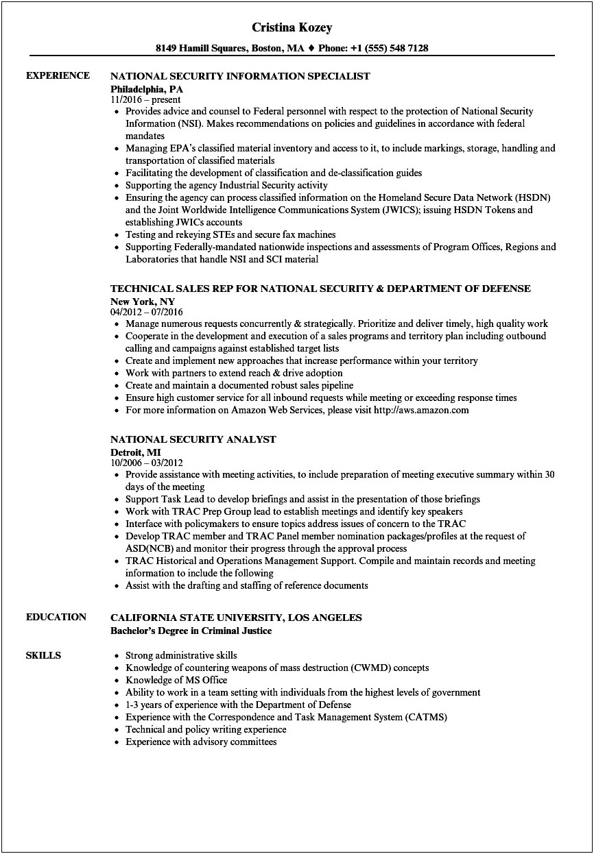 Typical Objectives On A Criminal Justice Resume