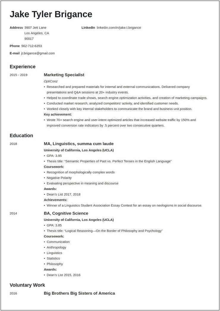 Ucla Undergraduate Computer Science Resume Examples