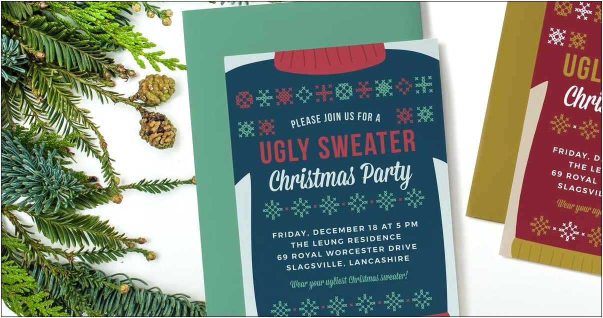 Ugly Sweater Christmas Party Invitation Template Free