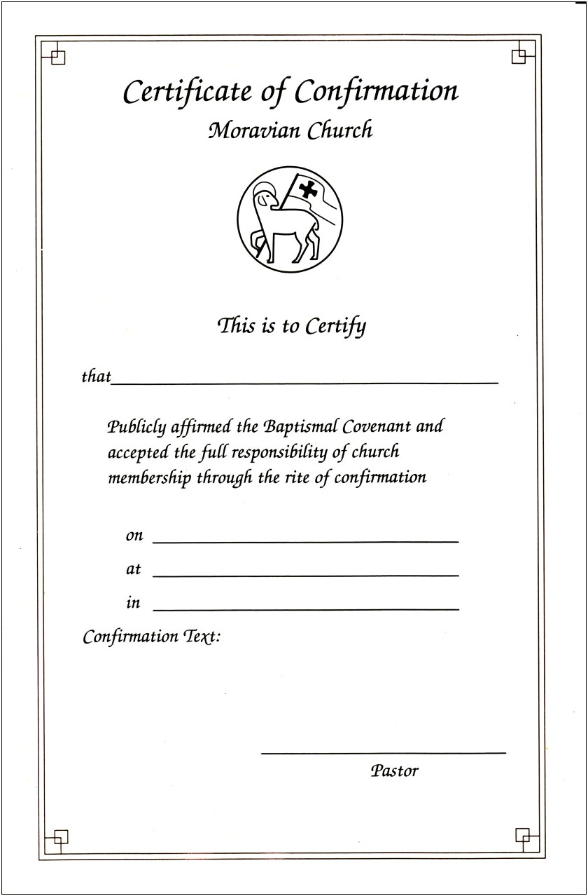 United Methodist Church Confirmation Certificate Template Free