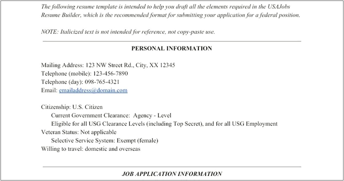 Usajobs Resume Listing Dates For Intermittent Jobs