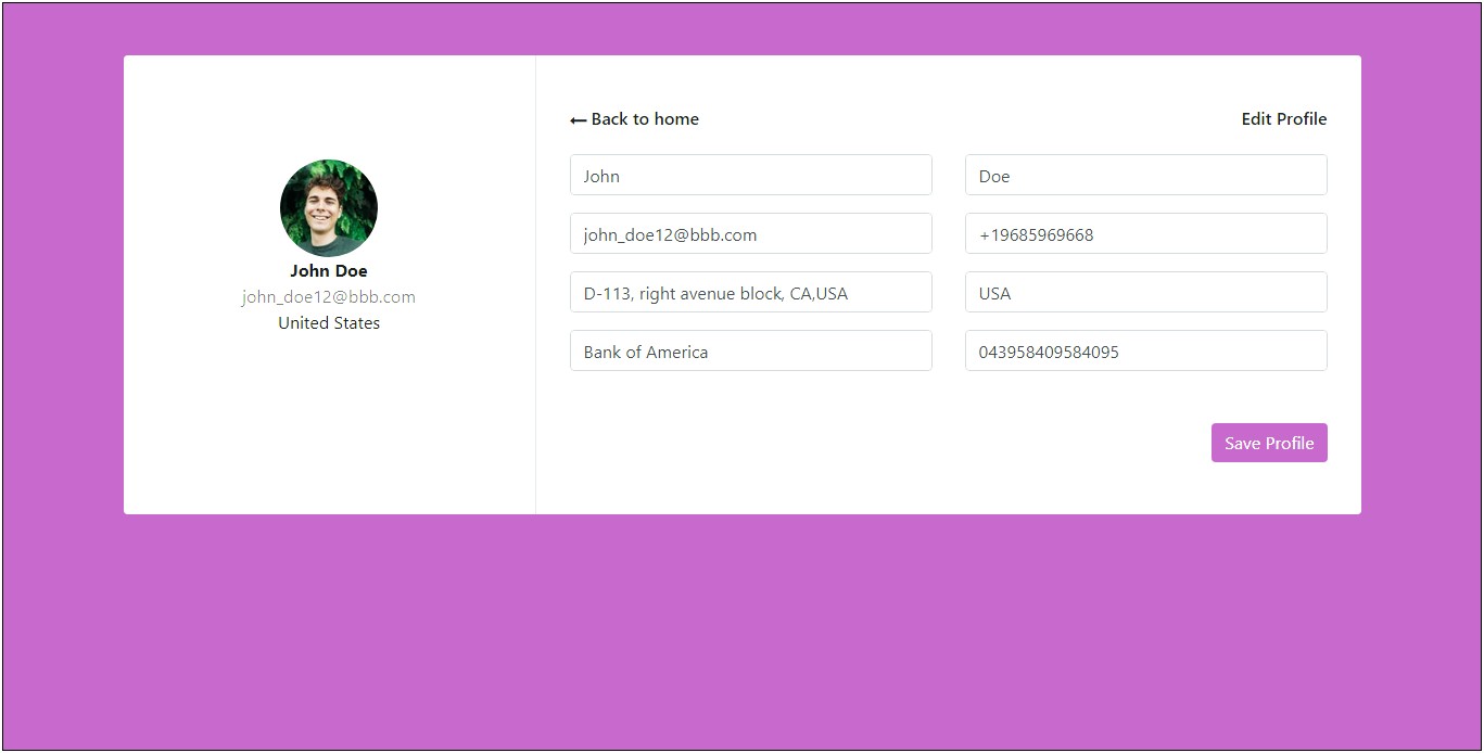 User Profile Page Template Bootstrap Free Download