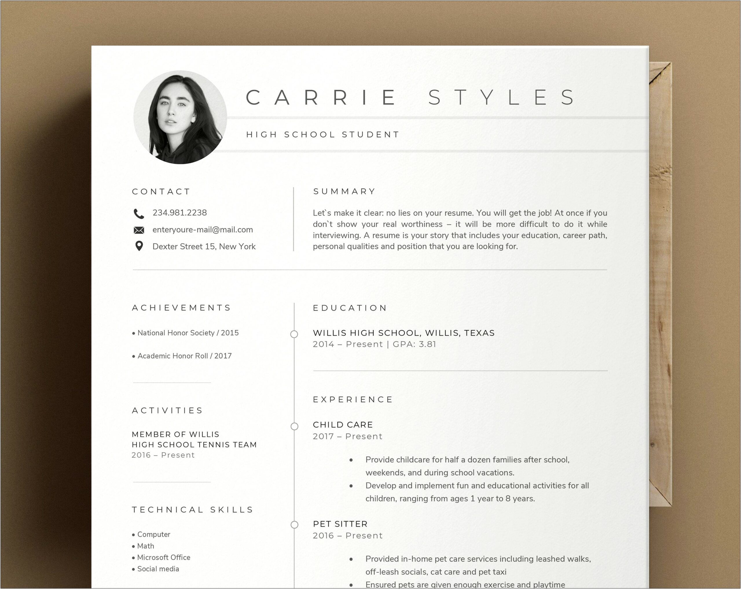 Using College Student In Resume Template