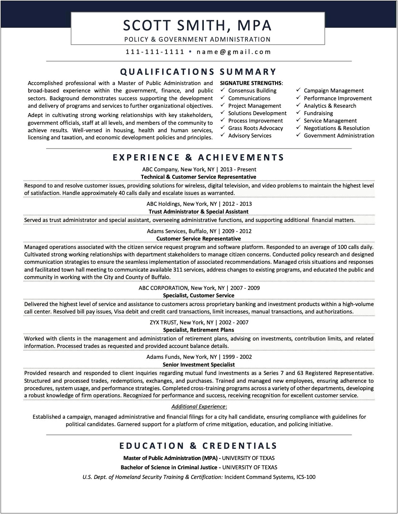 Ut Mpa Resume Additional Information Page Sample