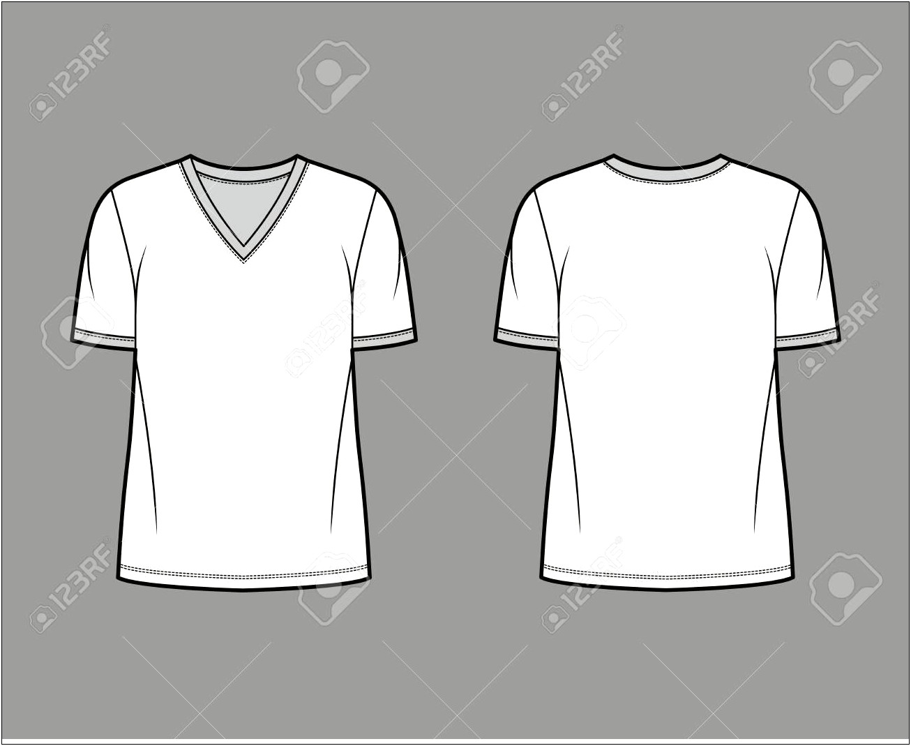 V Neck T Shirt Template Vector Free