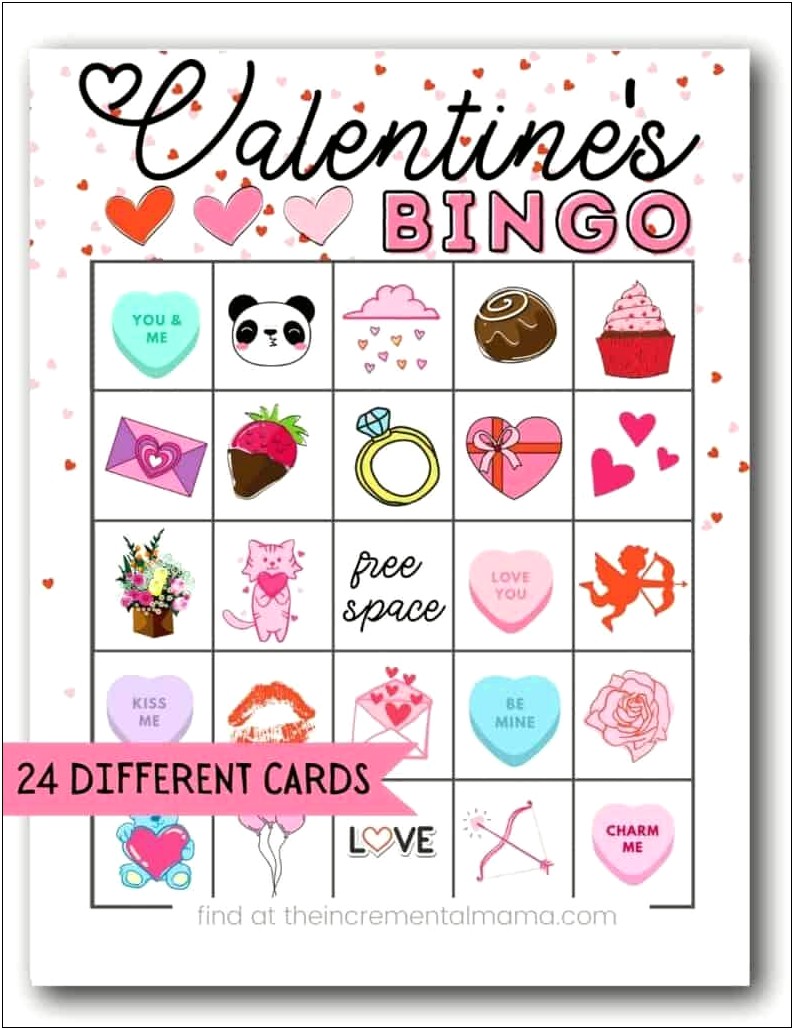 Valentine Bingo Free Template Printables Grade 4