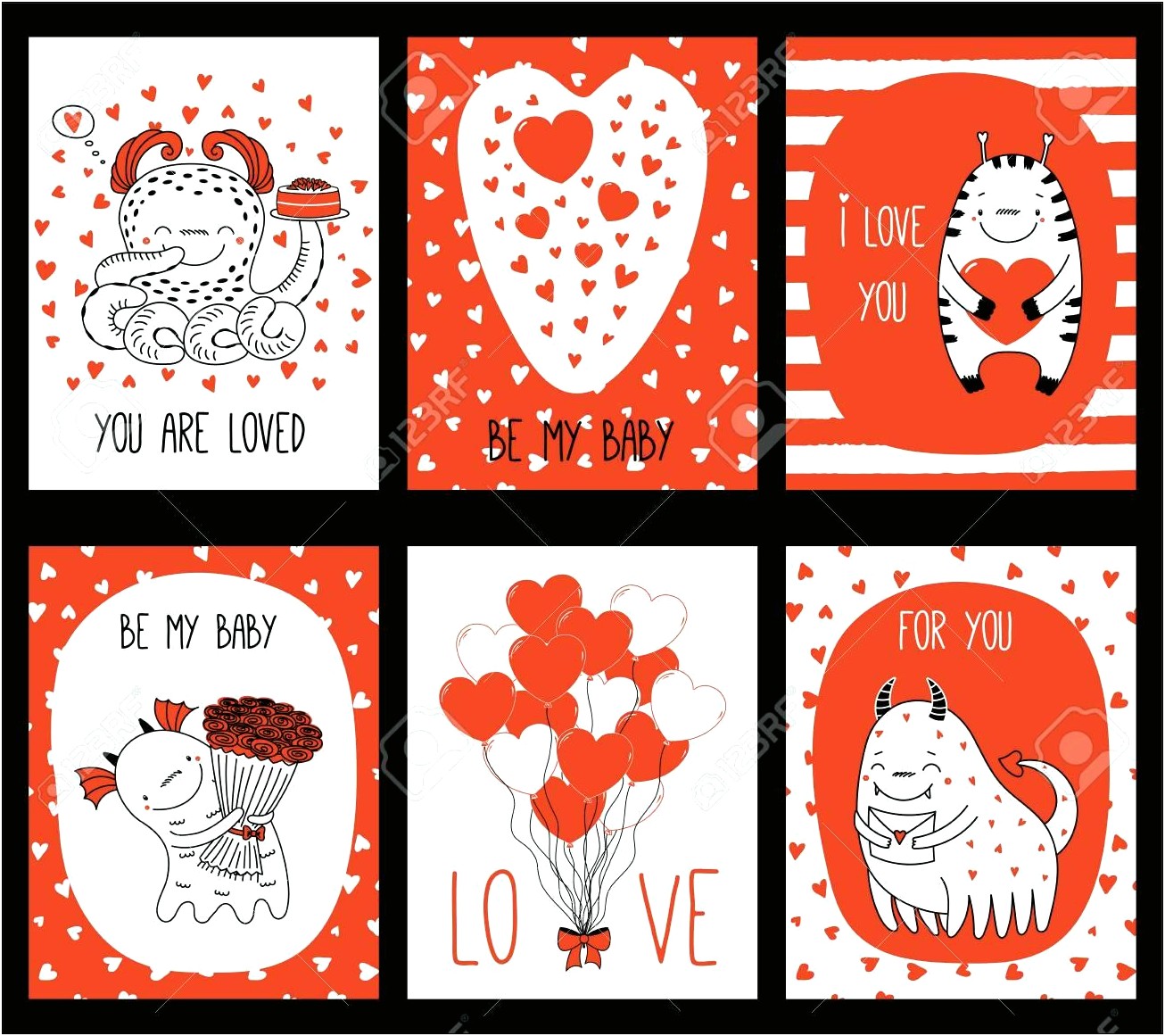 Valentine's Day Cards Template Free Black & White