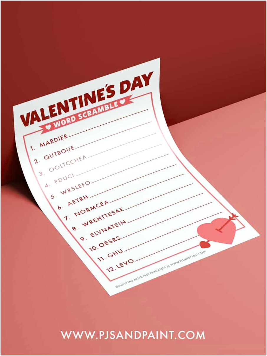 Valentine's Day Word Document Template Free
