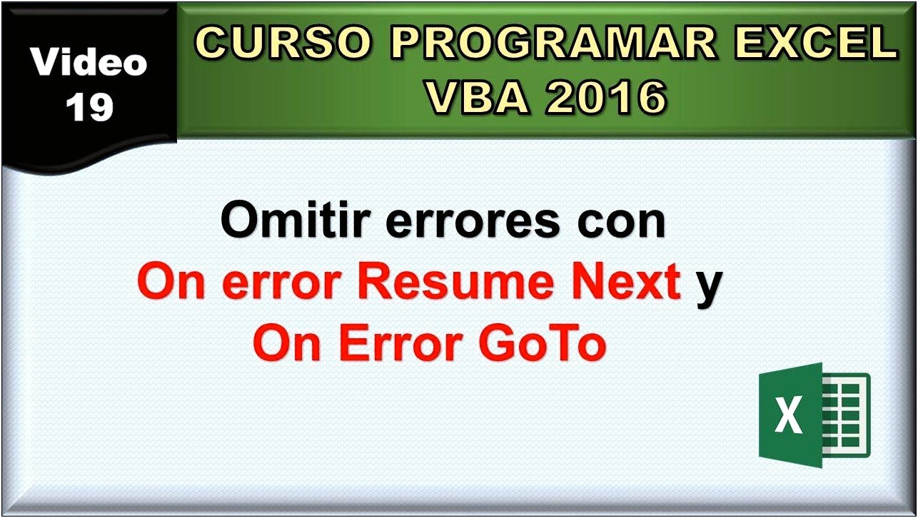Vba On Error Resume Next Example