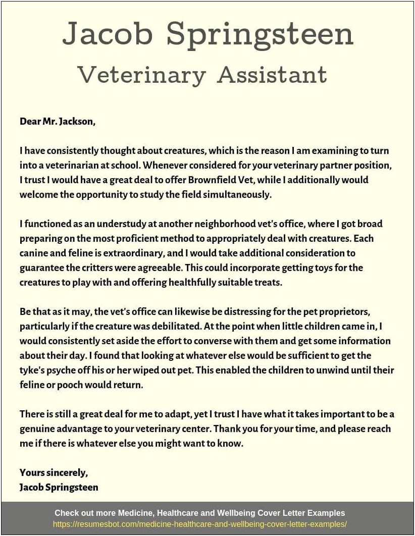 Veterinary Assistant Resume Examples No Experience