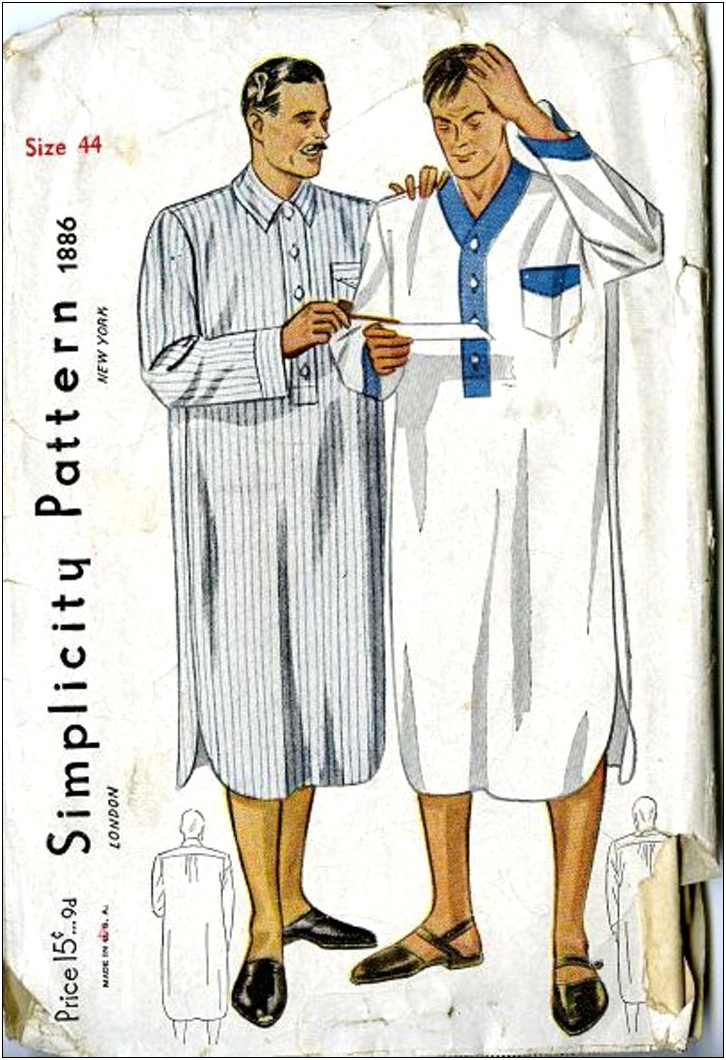 Vintage Mccalls Patterns Men's Nightshirt Template Free