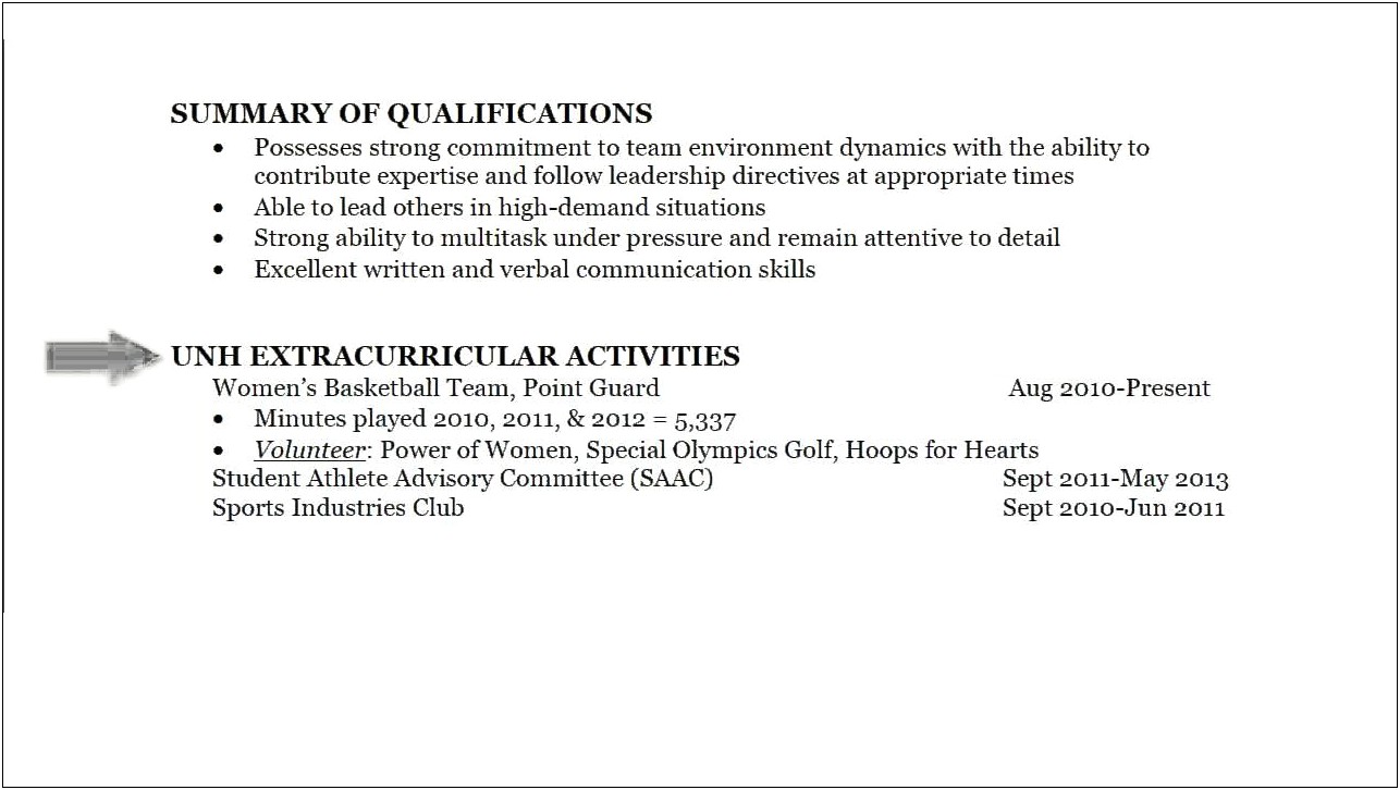 Volunteer For Special Olympics Description For Resume