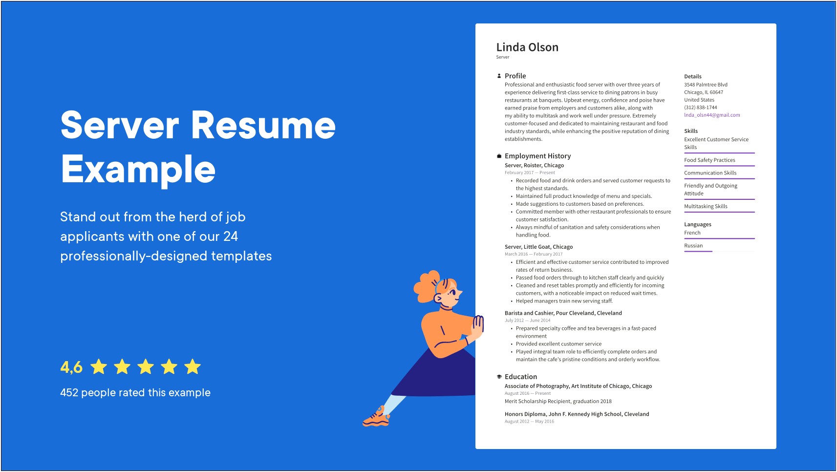 Waitress Resume Description Regarding Return Customer Rate