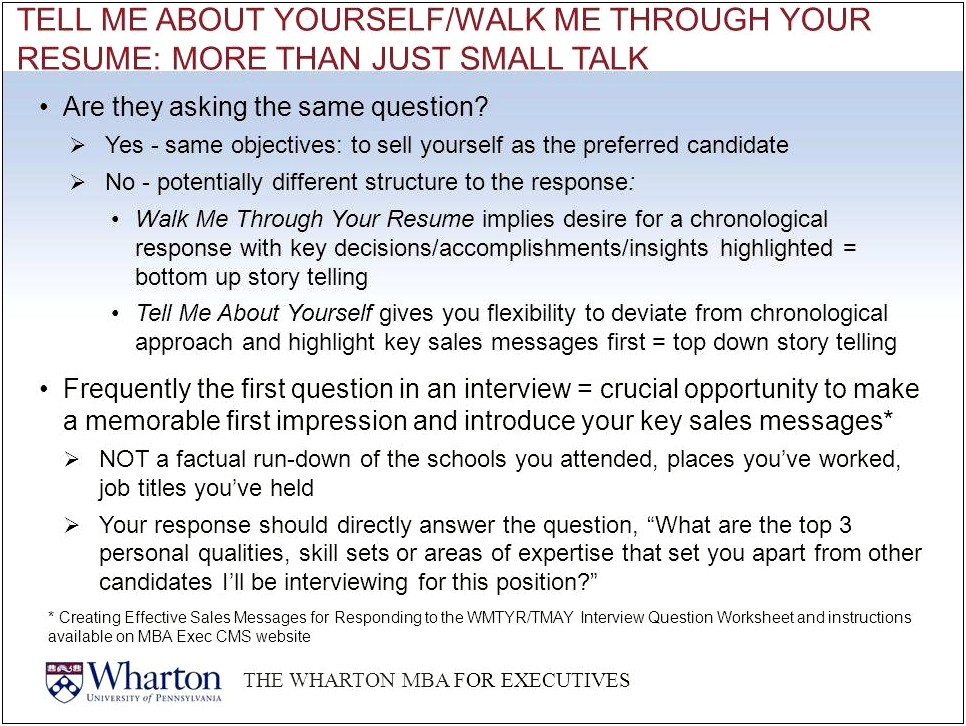 Walk Me Through Your Resume Sample Answer Mba
