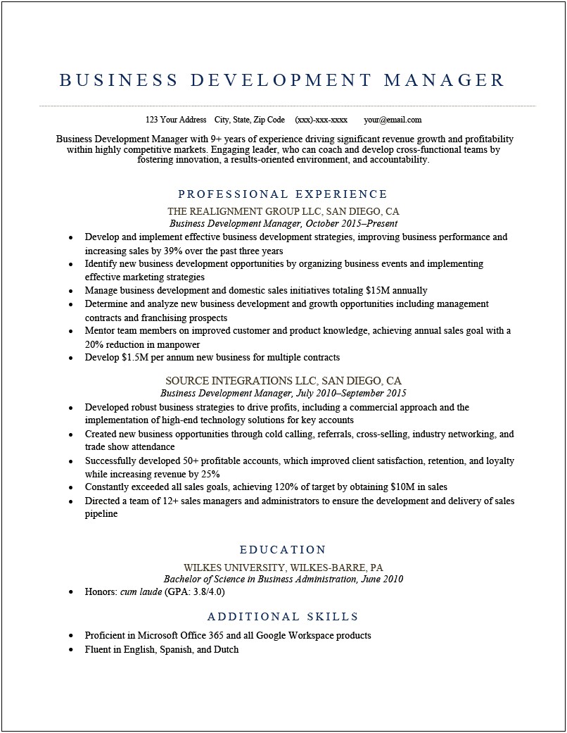 Wealth Management Business Analyst Sample Resume