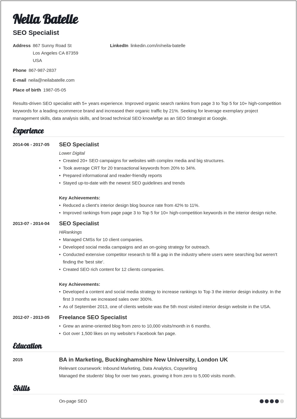 Website To Search Skill Set For Resume