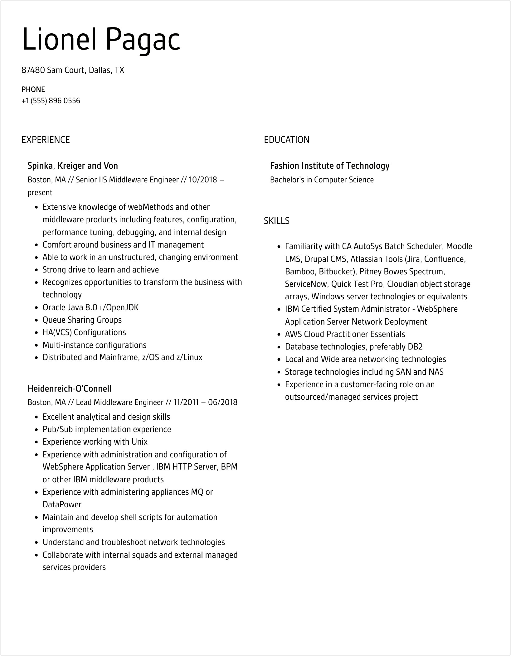 Websphere Application Server 3 Years Experience Resume