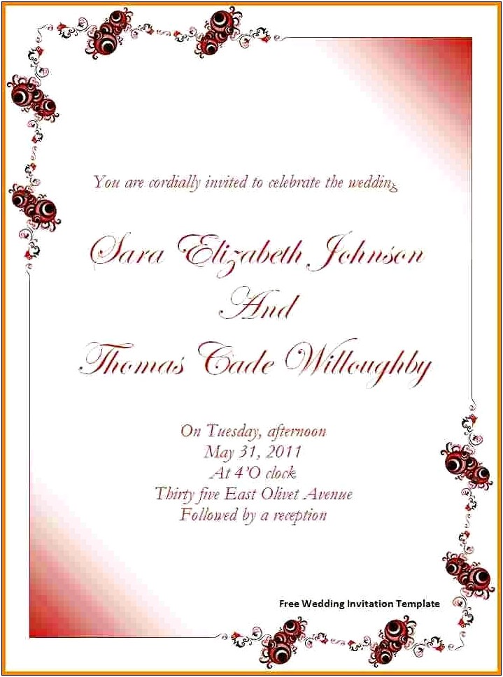 Wedding Invitation Templates For Microsoft Word Free