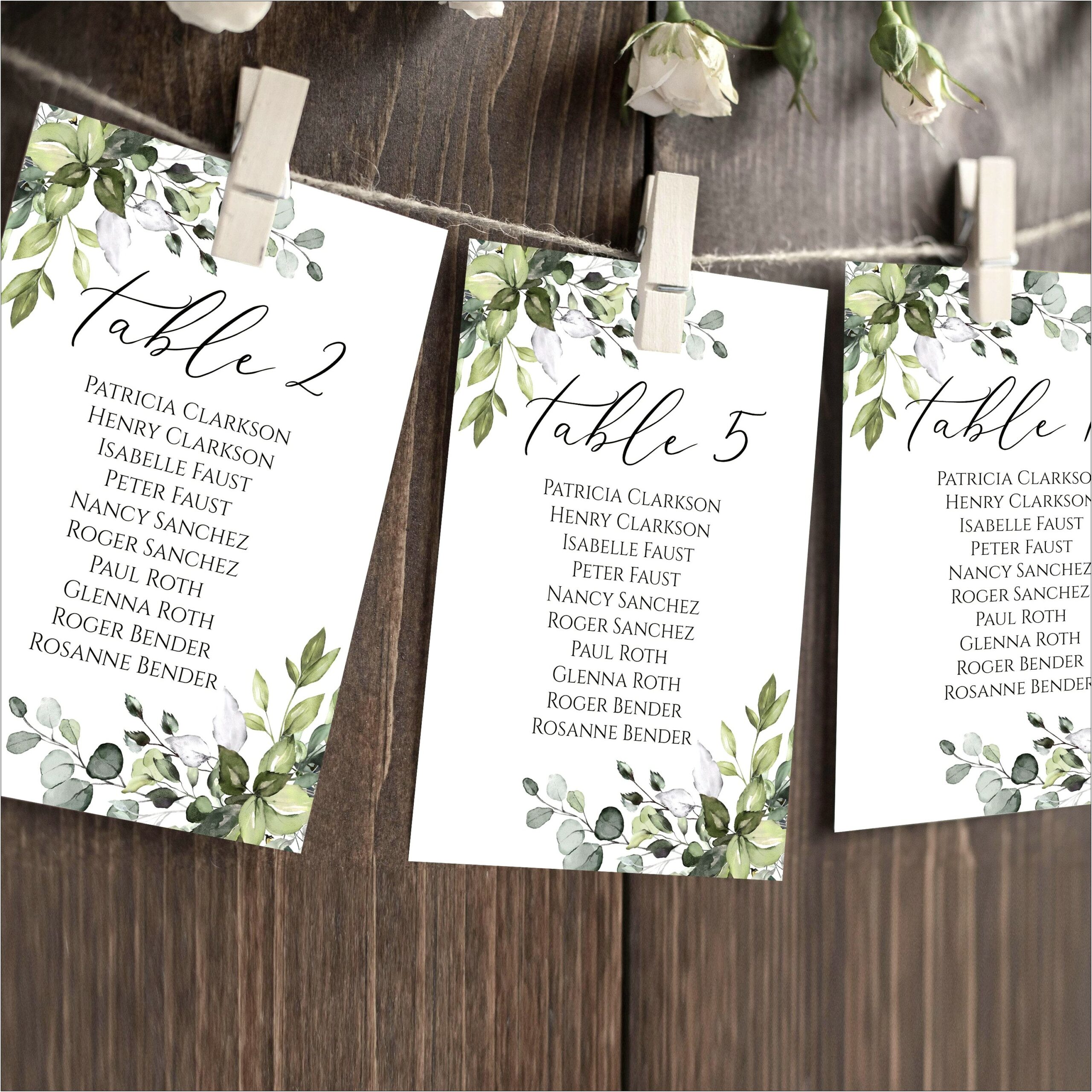 Wedding Table Seating Chart 4x6 Template Free