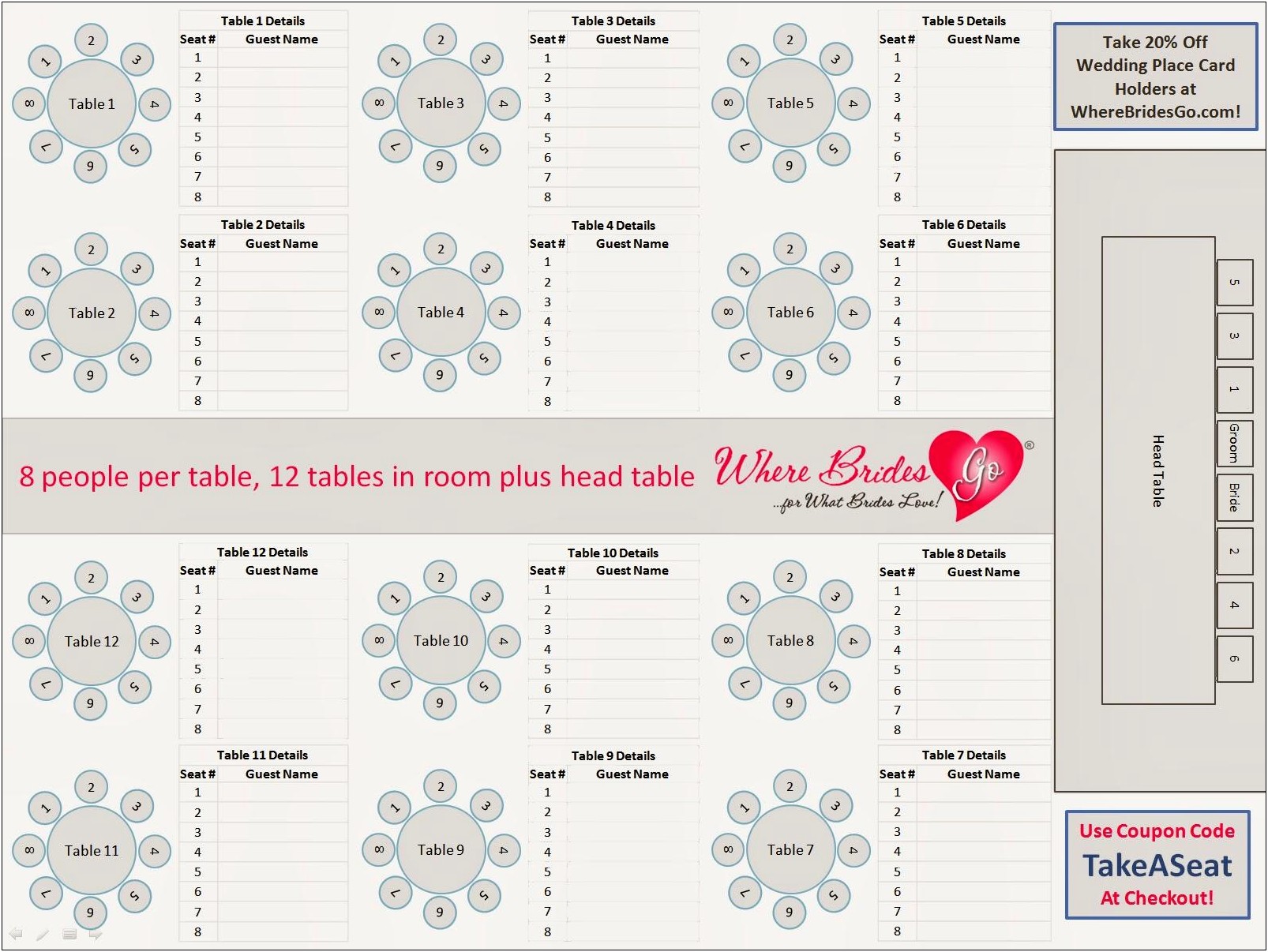 Wedding Table Seating Plan Template Free Download