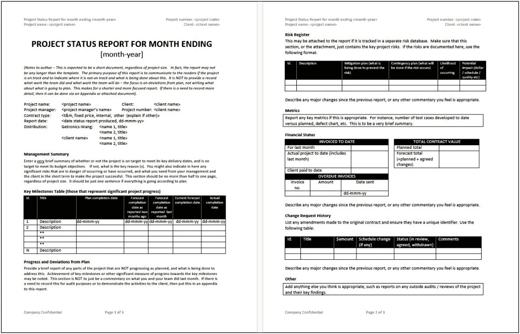 Weekly Status Report Template Excel Download