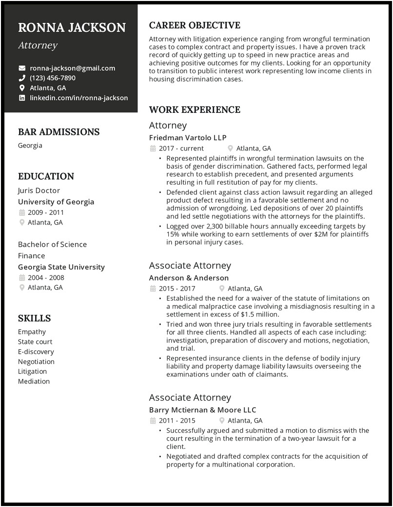 Where To Put Bar Admissions On Resume