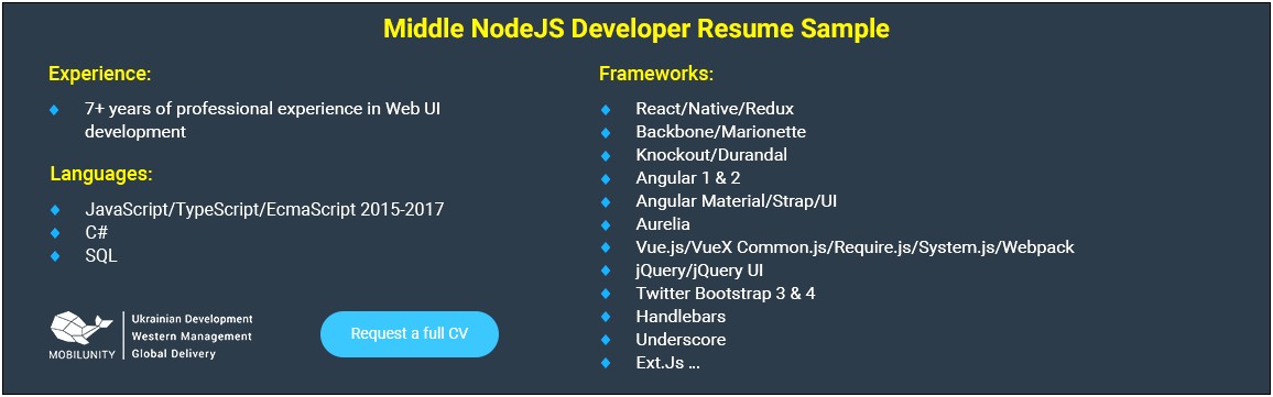 Where To Put Node Js On Resume