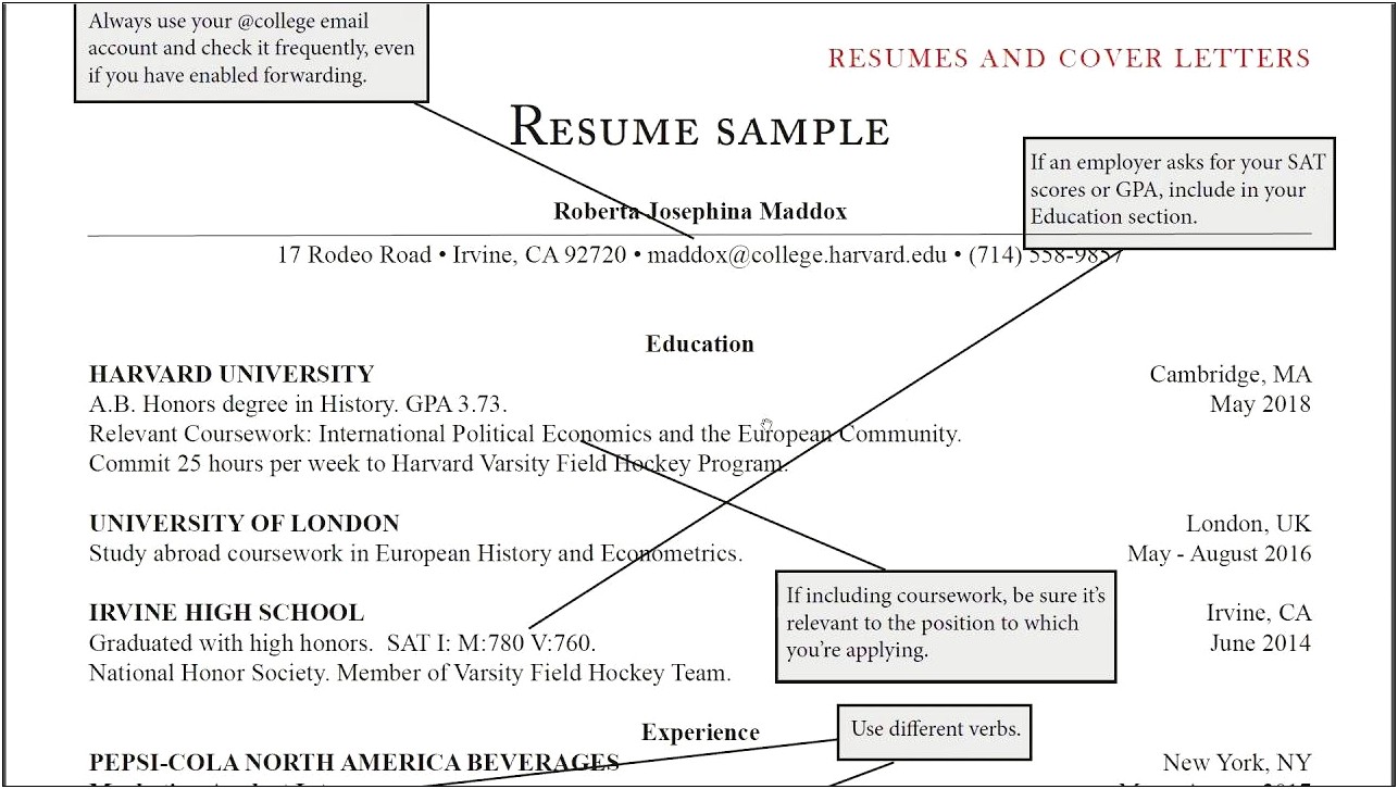 Where To Put Sat Scores On Resume
