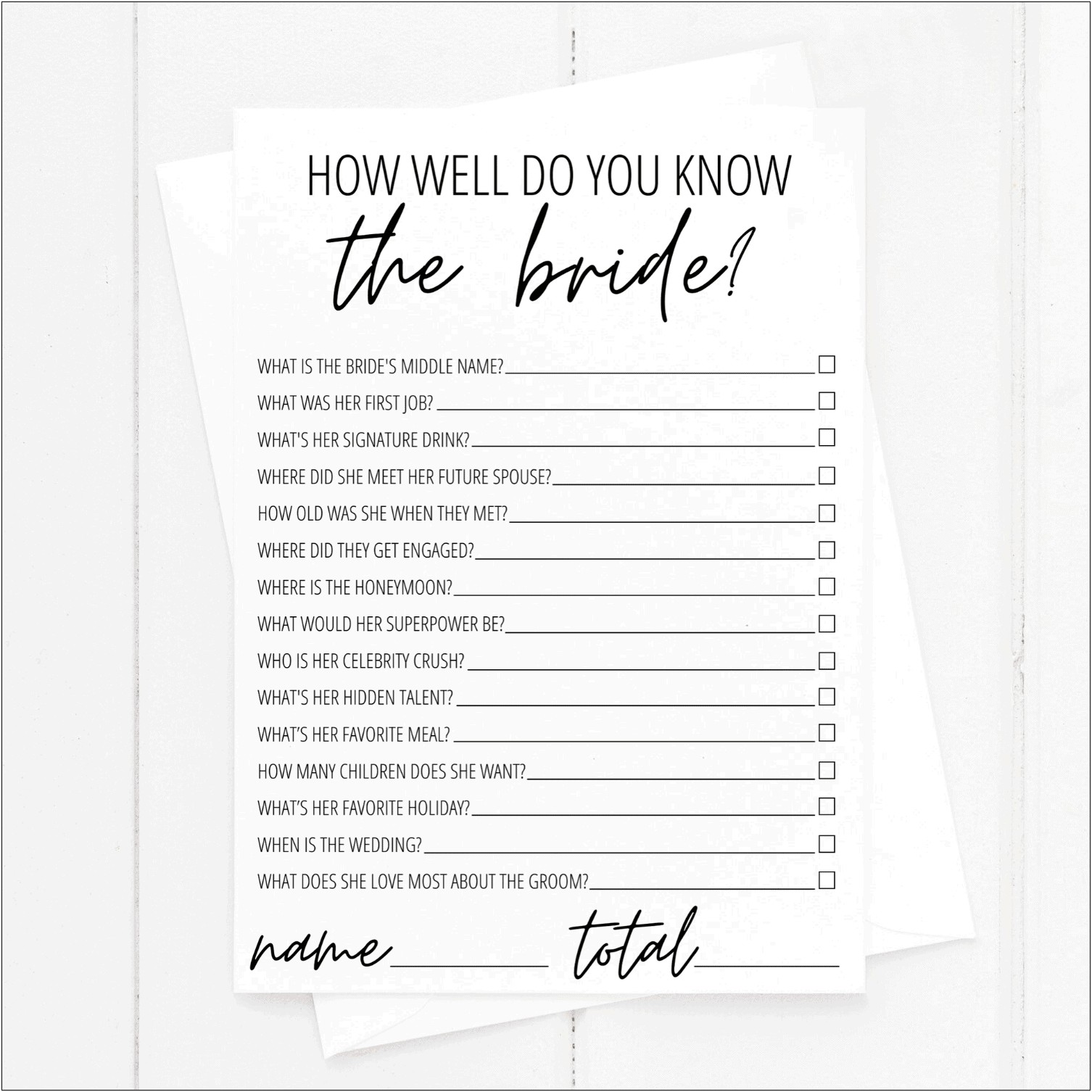 Who Knows The Bride Best Game Free Template