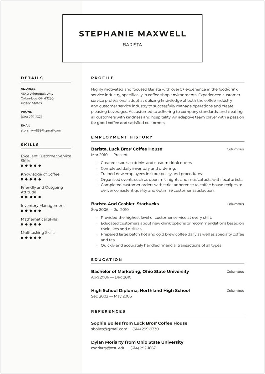 With Experience In Front Of House Hotel Resume