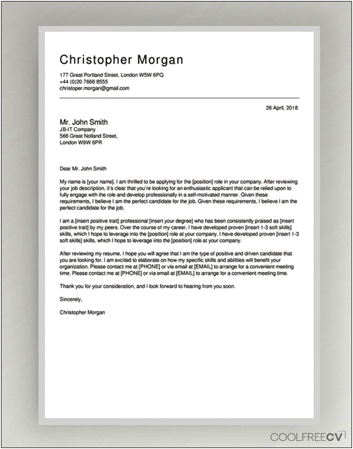 Word 2007 Resume Cover Letter Template