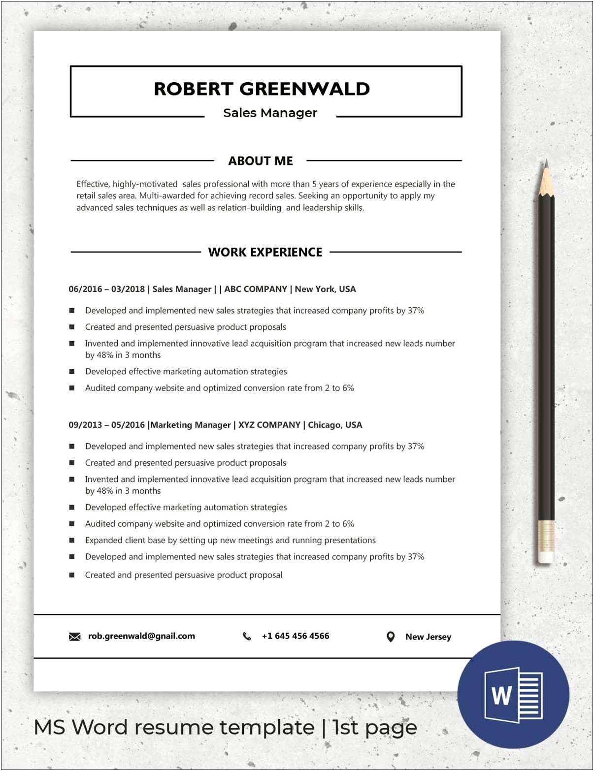 Word 2013 Template Resume Cover Letter