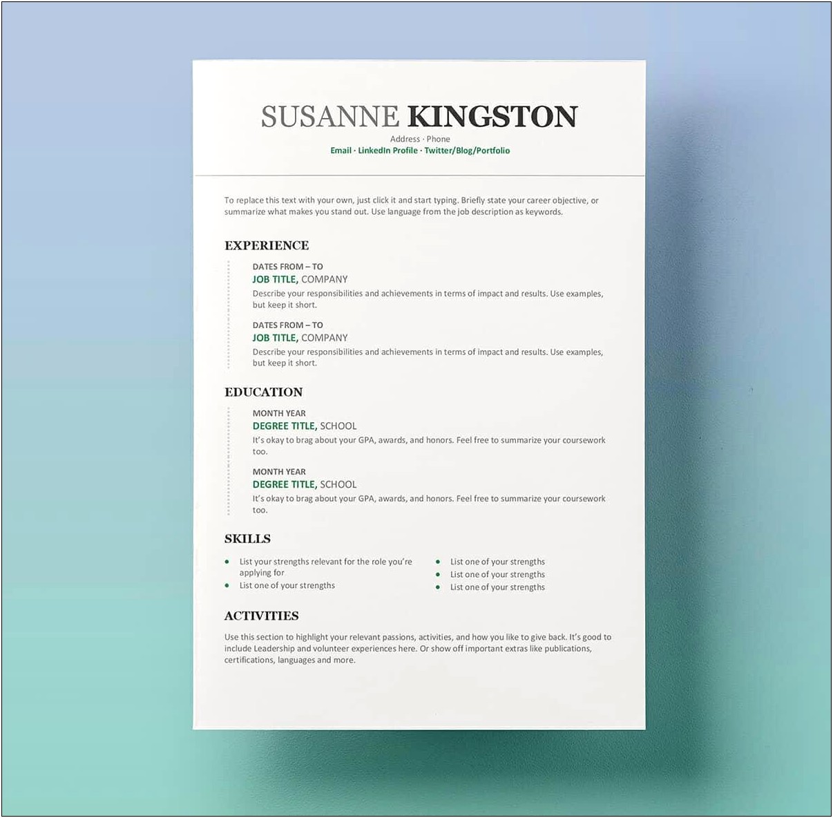 Word Document Downloadable Resume Templates 2019