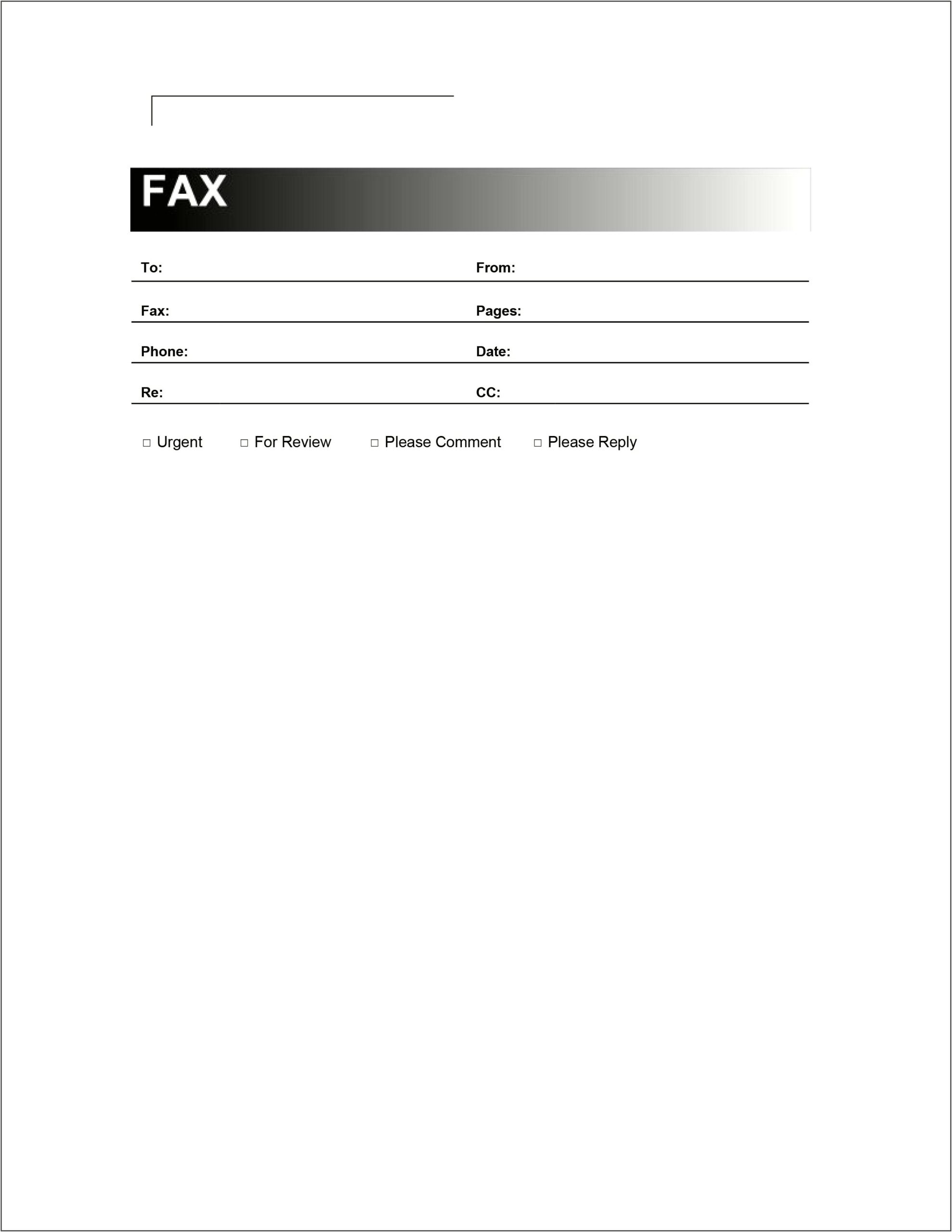 Word Fax Cover Page Template Free Download