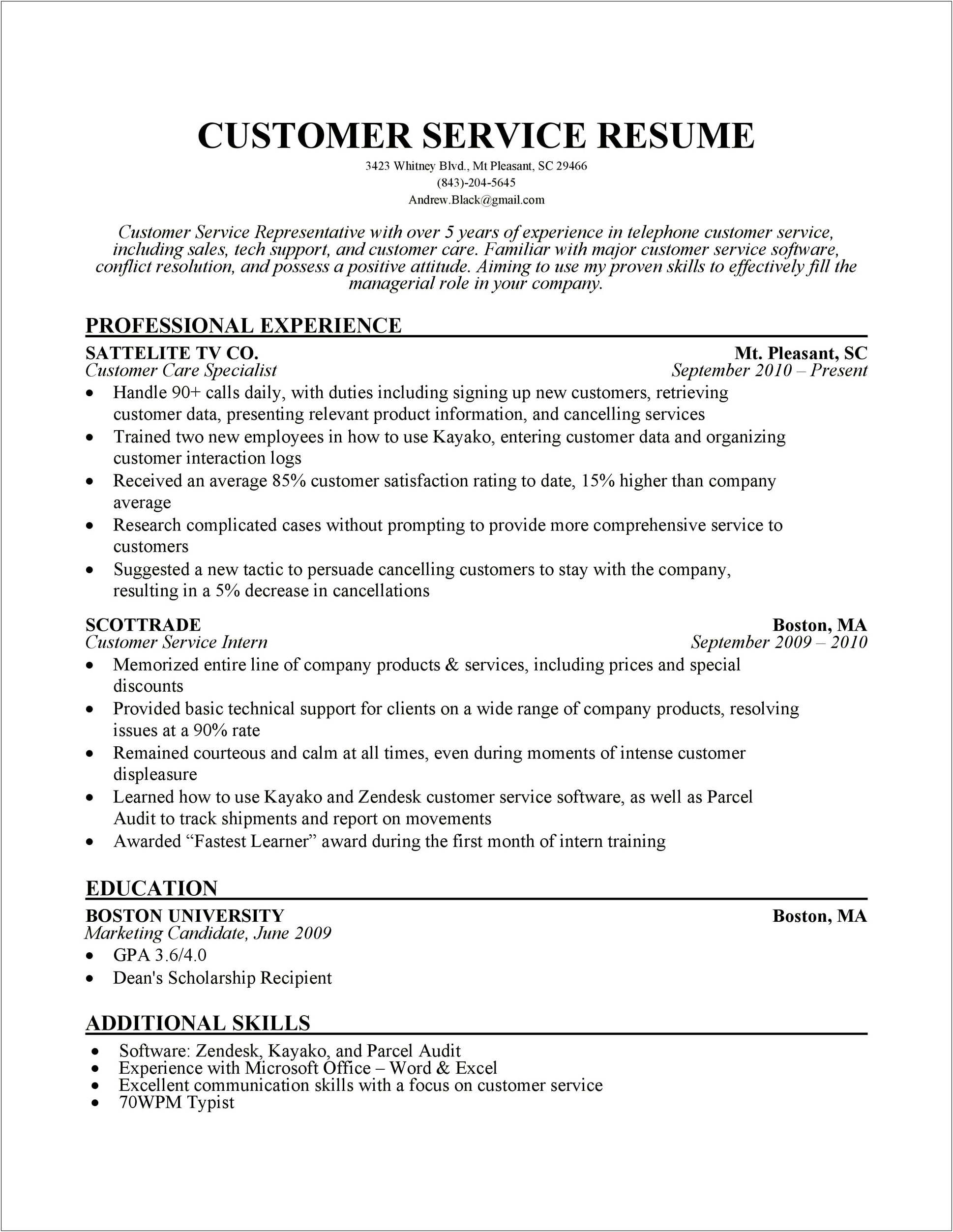 Word For Product Support For Resume