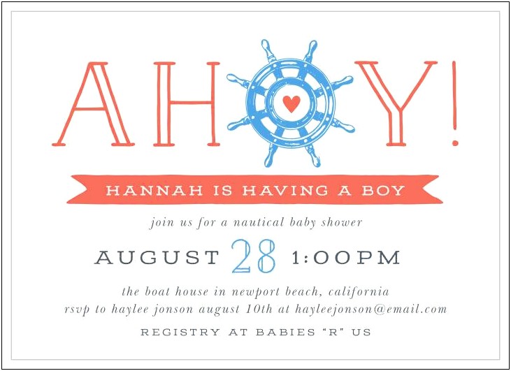 Word Nautical Baby Shower Invitations Templates Free