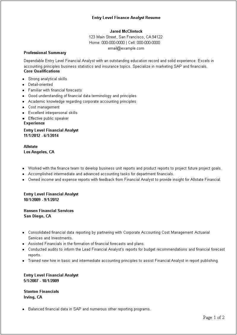Words To Include On An Investment Analyst Resume