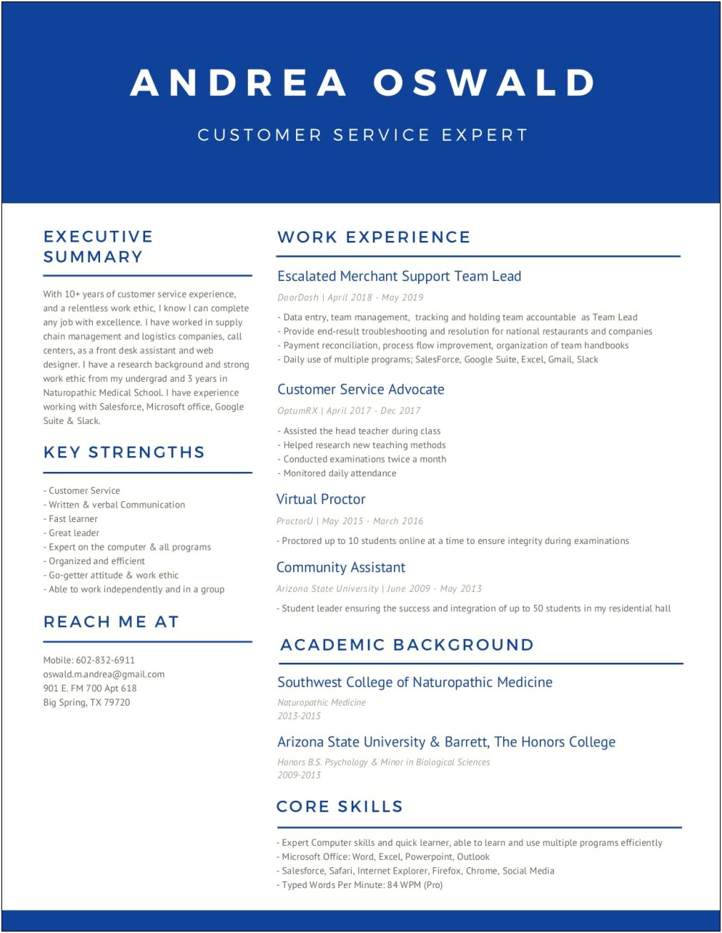 Words To Use For Customer Service Resume