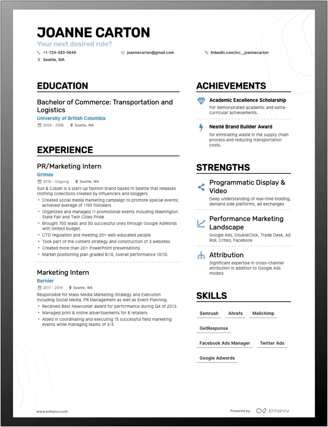 Work Experience Or Skill On A Resume First