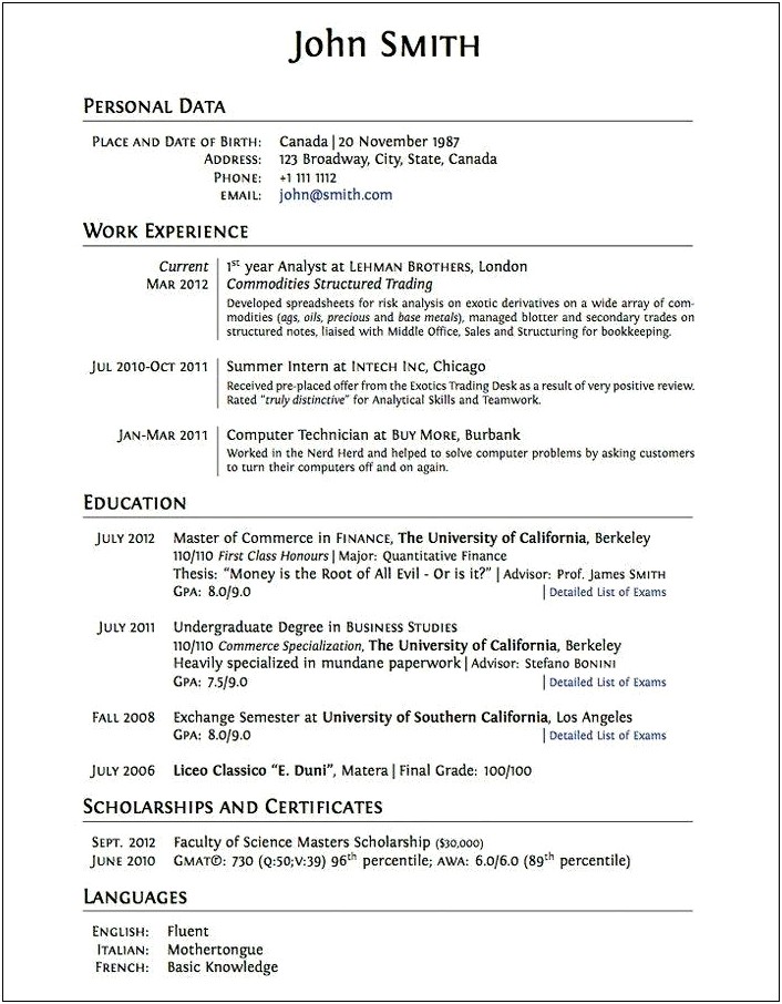 Work Experience Vs Professional Experience Resume