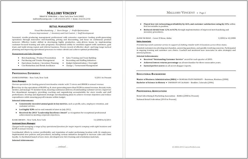 Work Responsibilities For Area Manager Resume