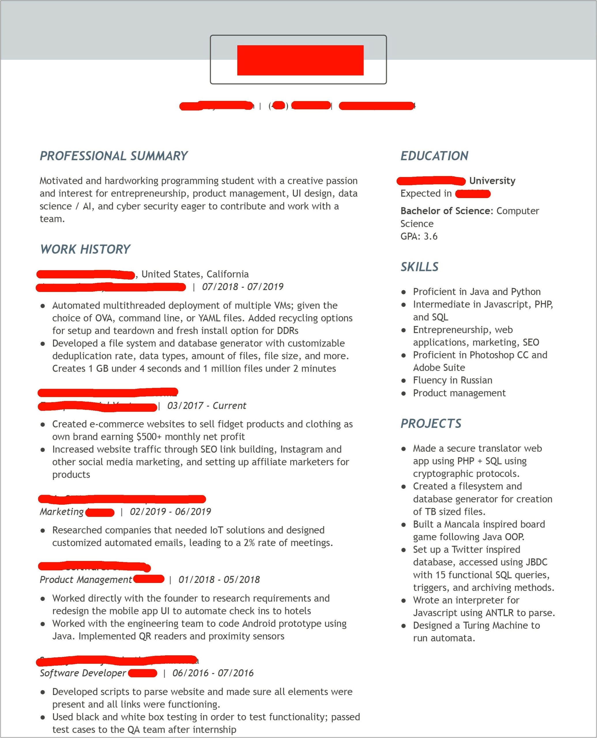 Worked In Project Deployment Java Resume