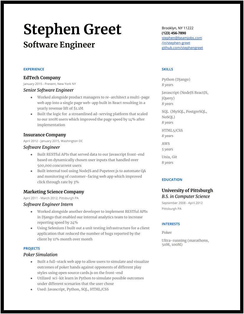 Worked With Python And Java Web Applications Resume