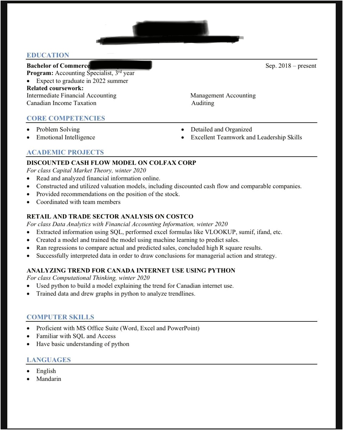 Write A Management Resume With No Work Experience