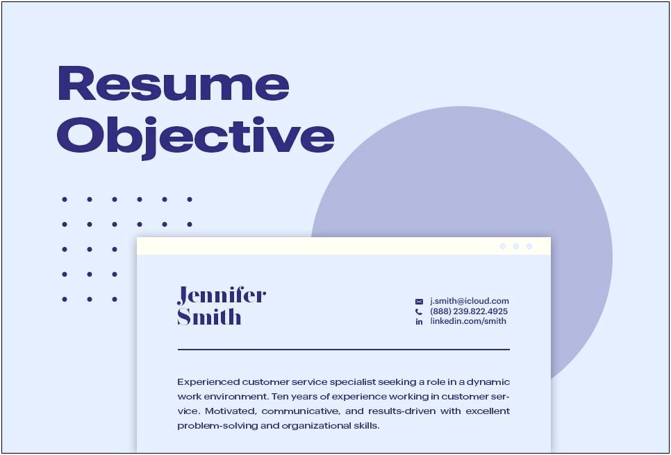 Writing A General Objective For Resume
